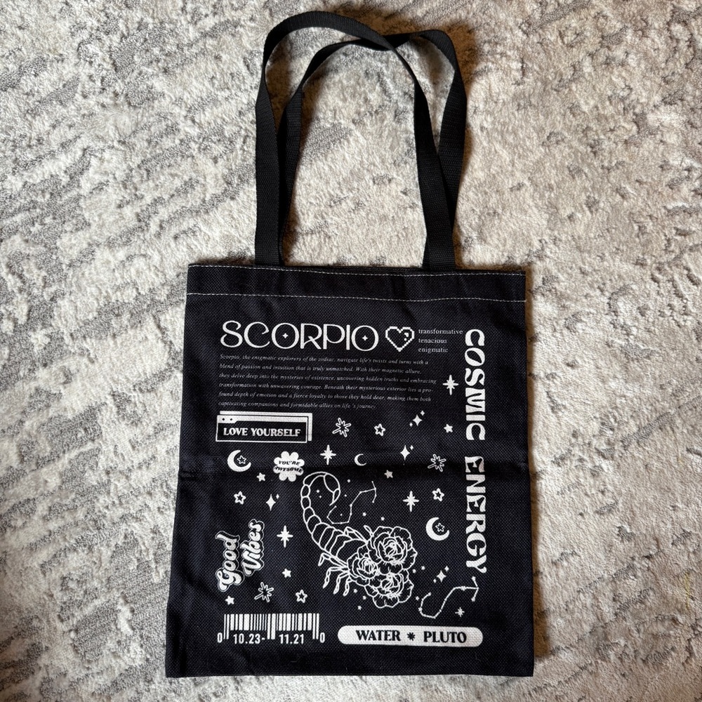 Astrology Zodiac Scorpio Tote Bag - Black NWOT